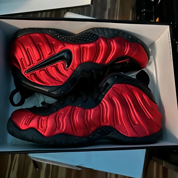 Nike Red and Black Foamposite Sneakers